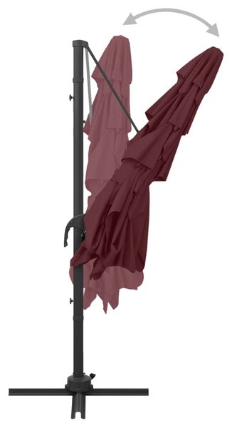Vrtni suncobran s 4 razine i stupom 250 x 250 cm bordo - Crvena / N/A