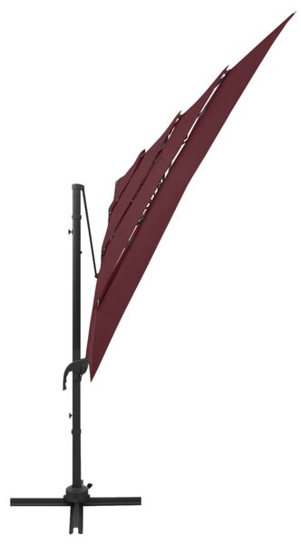 Vrtni suncobran s 4 razine i stupom 250 x 250 cm bordo - Crvena / N/A