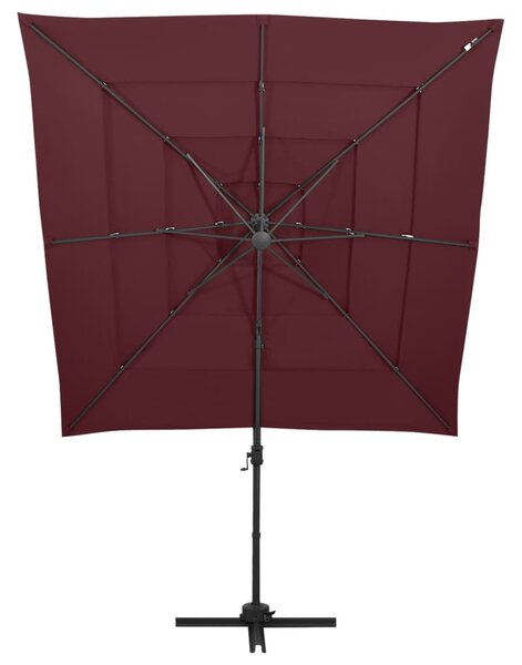 Vrtni suncobran s 4 razine i stupom 250 x 250 cm bordo - Crvena / N/A