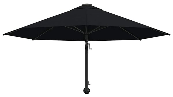 Zidni suncobran s metalnom šipkom 300 cm crni - Crna / N/A