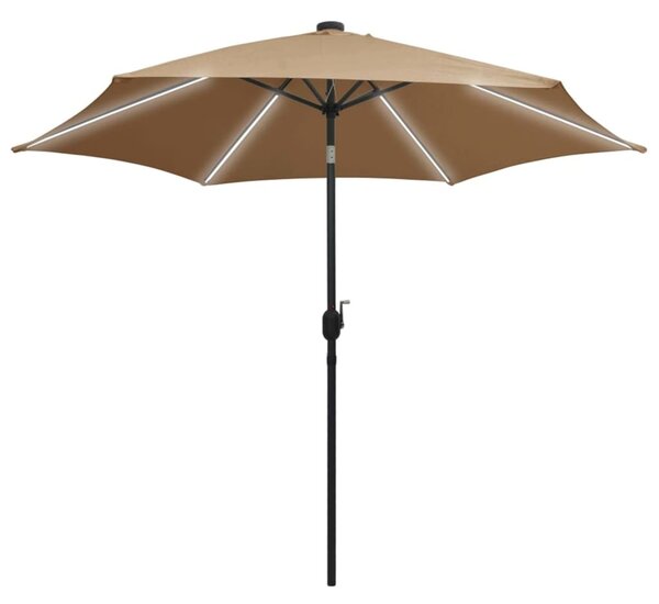 Vrtni suncobran LED s aluminijskim stupom 300 cm smeđesivi - Tupe / N/A