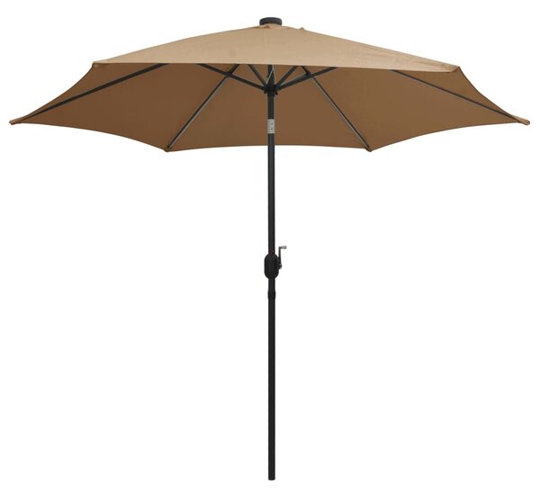 Vrtni suncobran LED s aluminijskim stupom 300 cm smeđesivi - Tupe / N/A