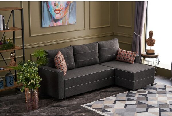 Atelier Del Sofa Kutna garnitura na razvlačenje, Antracit, Ece Right - Anthracite