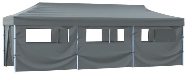 Sklopivi šator za zabave s 8 bočnih zidova 870x291x315 cm antracit - Antracitno siva / N/A