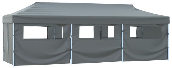 Sklopivi šator za zabave s 8 bočnih zidova 870x291x315 cm antracit - Antracitno siva / N/A