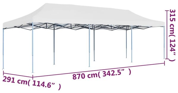Sklopivi prigodni šator za zabave 3 x 9 m bijeli - Bijela / N/A
