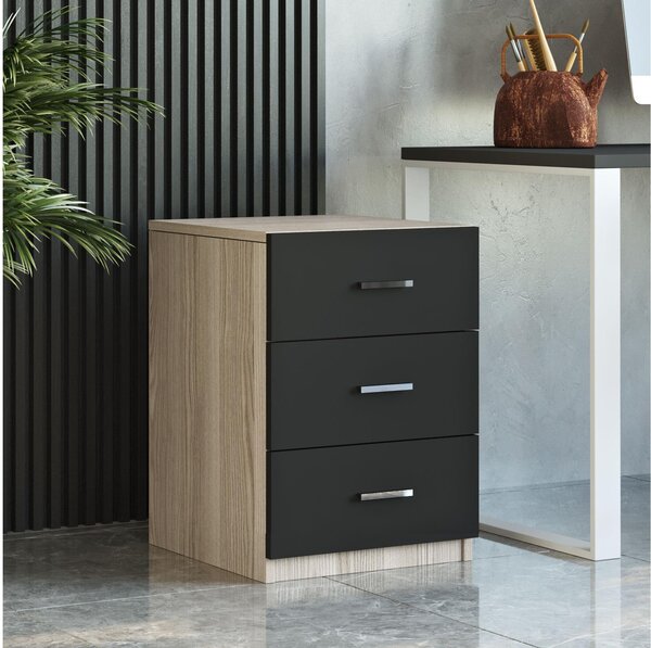 Zondo.hr Komoda Vincent 3 (hrast + crna). Akcija -32%. 1106443