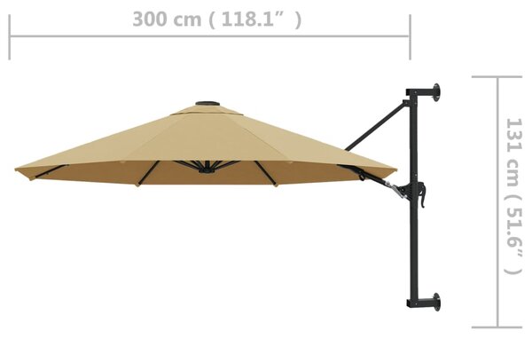 Zidni suncobran s metalnom šipkom 300 cm bež - Tupe / N/A