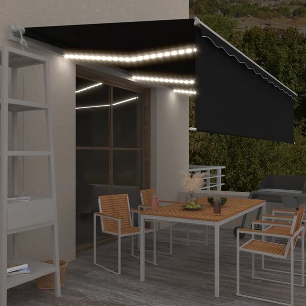 Automatska tenda s roletom i senzorom LED 6 x 3 m antracit - Antracitno siva / 6 x 3 m