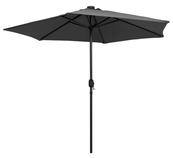 Vrtni suncobran LED s aluminijskim stupom 270 cm antracit - Antracitno siva / N/A
