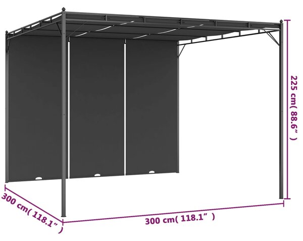 Vrtna sjenica s bočnim zastorom 3 x 3 x 2,25 m antracit - Antracitno siva / 3 x 3 x 2.25 m