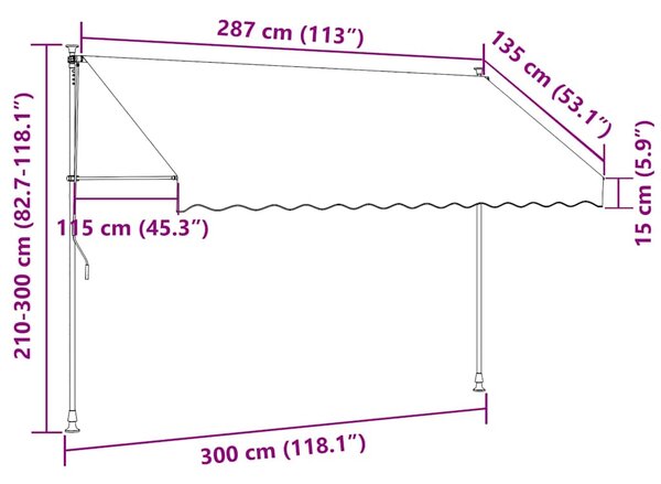 Tenda na ručno uvlačenje s LED svjetlom 300 cm narančasto-smeđa - Šarena / N/A