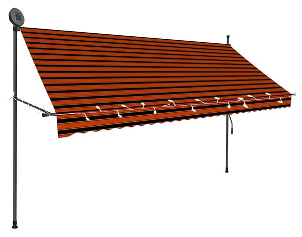 Tenda na ručno uvlačenje s LED svjetlom 300 cm narančasto-smeđa - Šarena / N/A