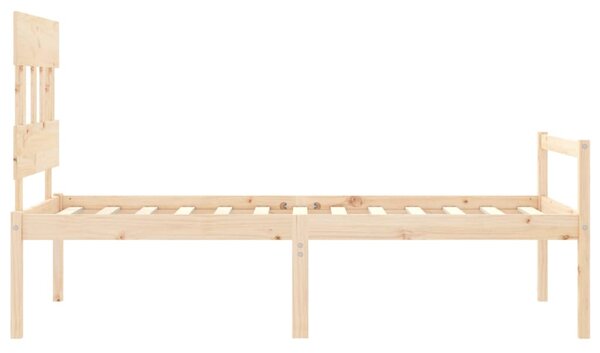 Krevet za starije s uzglavljem za jednu osobu od masivnog drva - Smeđa / 90 x 190 cm