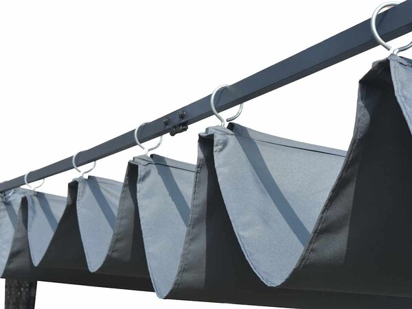 Sjenica s krovom od poliratana 300 x 300 x 220 cm siva i antracit - Antracitno siva / 300 x 300 x 220 cm