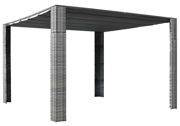 Sjenica s krovom od poliratana 300 x 300 x 220 cm siva i antracit - Antracitno siva / 300 x 300 x 220 cm