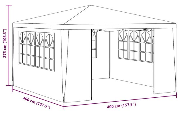 Profesionalni šator za zabave 4 x 4 m antracit 90 g/m² - Antracitno siva / 4 x 4 m