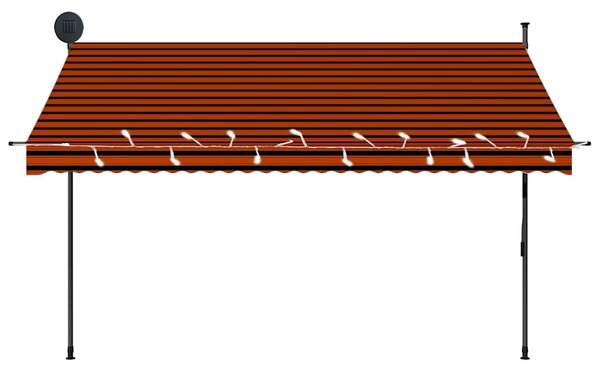 Tenda na ručno uvlačenje s LED svjetlom 300 cm narančasto-smeđa - Šarena / N/A