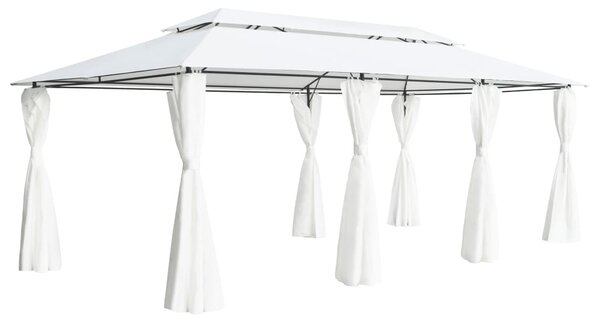 Sjenica sa zastorima 600 x 298 x 270 cm bijela 180 g/m² - Bijela / N/A