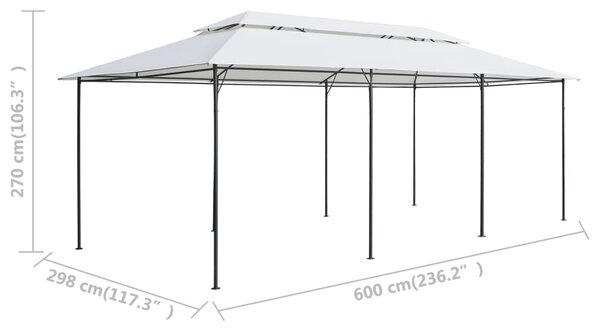 Sjenica sa zastorima 600 x 298 x 270 cm bijela 180 g/m² - Bijela / N/A