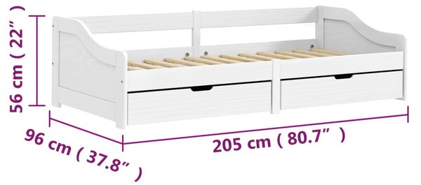 Dnevni ležaj s 2 ladice IRUN bijeli 90x200 cm masivna borovina - Bijela / Default