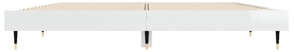 Okvir kreveta visoki sjaj bijeli 135 x 190 cm konstruirano drvo - Bijela / 135 x 190 cm