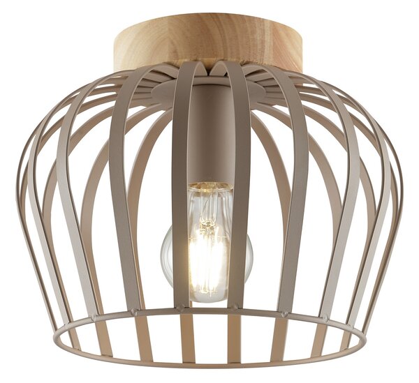 Brilliant Stropna svjetiljka NORDIC CAGE, taupe, drvo, Ø 25 cm, E27, prigušiva, Smeđa / hrđa, Dnevni boravak/blagovaonica, Drvo