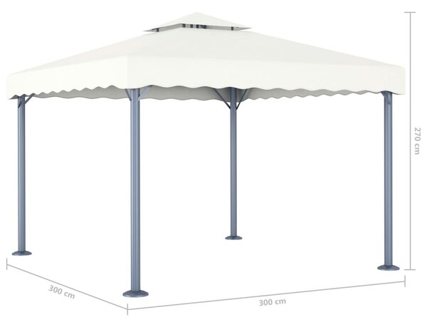 Sjenica s LED svjetlosnim trakama 300 x 300 cm krem aluminijska - Krema / N/A