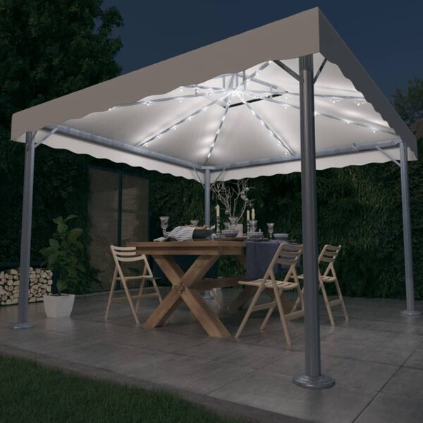 Sjenica s LED svjetlosnim trakama 300 x 300 cm krem aluminijska - Krema / N/A