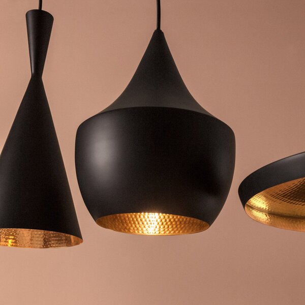 Tom Dixon Beat Fat LED visilica, crna, prigušiva, Crno, Dnevni boravak/blagovaonica, Metal
