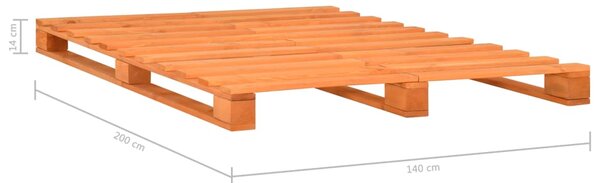 Okvir kreveta od paleta smeđi od masivne borovine 140 x 200 cm - Smeđa / 140 x 200 cm