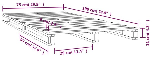 Krevet od paleta bijeli 75x190 cm od masivne borovine mali - Bijela / 75 x 190 cm