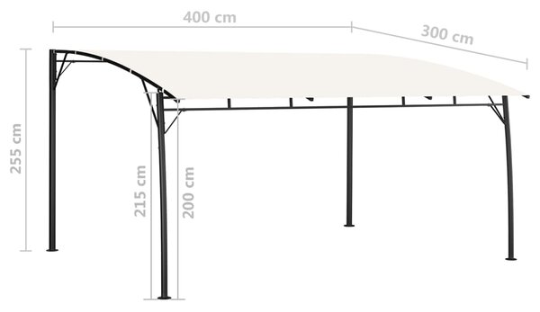 Vrtna nadstrešnica 4 x 3 x 2,55 m krem - Krema / 4 x 3 x 2.55 m