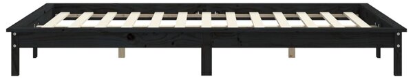 Okvir kreveta crni 150x200 cm veliki bračni od masivne borovine - Crna / 150 x 200 cm