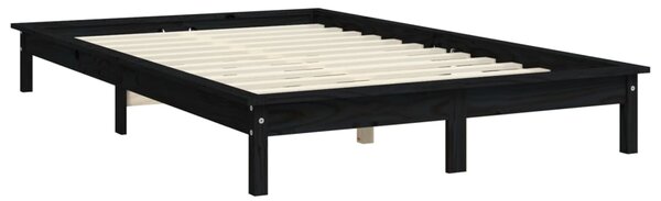 Okvir kreveta crni 150x200 cm veliki bračni od masivne borovine - Crna / 150 x 200 cm