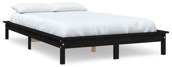 Okvir kreveta crni 150x200 cm veliki bračni od masivne borovine - Crna / 150 x 200 cm