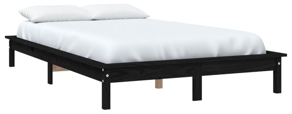 Okvir kreveta crni 150x200 cm veliki bračni od masivne borovine - Crna / 150 x 200 cm