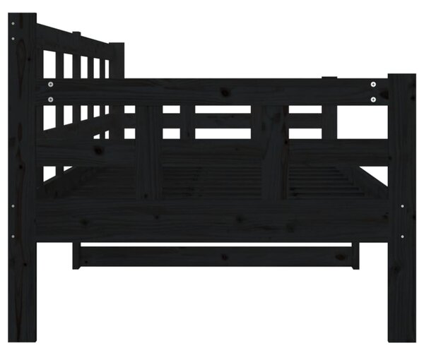 Dnevni ležaj od masivne borovine crni 80 x 200 cm - Crna / 80 x 200 cm