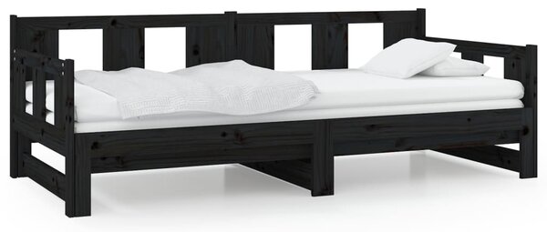 Dnevni ležaj na izvlačenje 2 x (90 x 190) cm crni od borovine - Crna / 90 x 190 cm