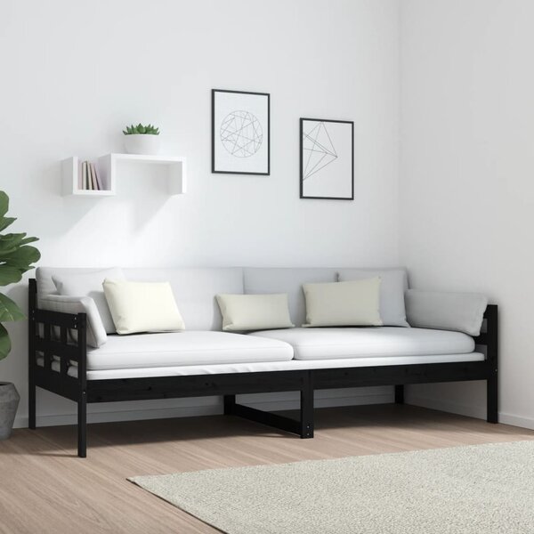 Dnevni ležaj od masivne borovine crni 80 x 200 cm - Crna / 80 x 200 cm