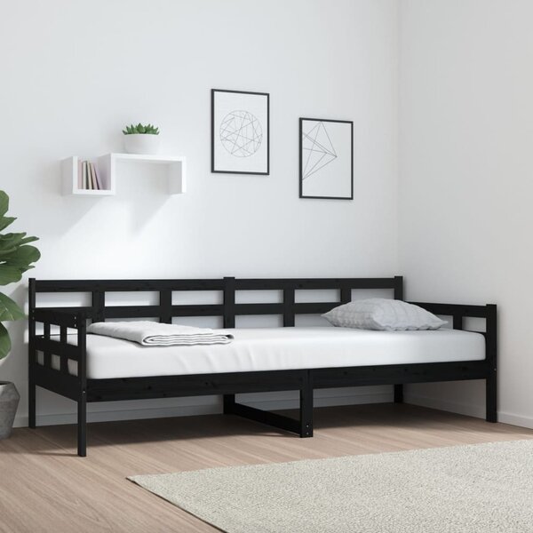 Dnevni ležaj od masivne borovine crni 80 x 200 cm - Crna / 80 x 200 cm