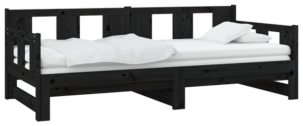 Dnevni ležaj na izvlačenje 2 x (90 x 190) cm crni od borovine - Crna / 90 x 190 cm