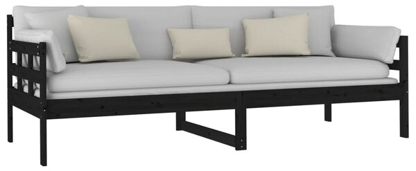 Dnevni ležaj od masivne borovine crni 80 x 200 cm - Crna / 80 x 200 cm