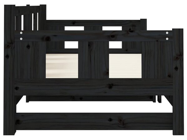 Dnevni ležaj na izvlačenje 2 x (90 x 190) cm crni od borovine - Crna / 90 x 190 cm