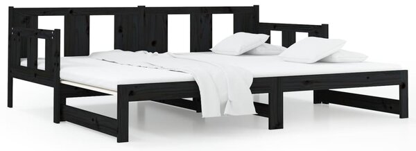 Dnevni ležaj na izvlačenje 2 x (90 x 190) cm crni od borovine - Crna / 90 x 190 cm