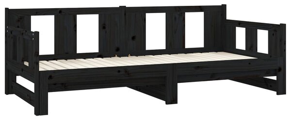 Dnevni ležaj na izvlačenje 2 x (90 x 190) cm crni od borovine - Crna / 90 x 190 cm