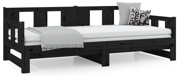 Dnevni ležaj na izvlačenje 2 x (90 x 190) cm crni od borovine - Crna / 90 x 190 cm
