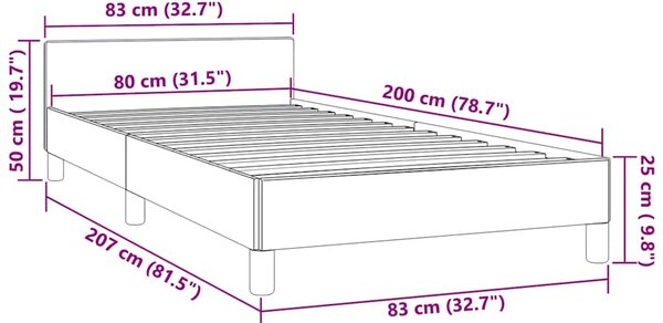 Okvir kreveta s uzglavljem bez madraca crni 80x200cm baršunasti - Crna / 80 x 200 cm