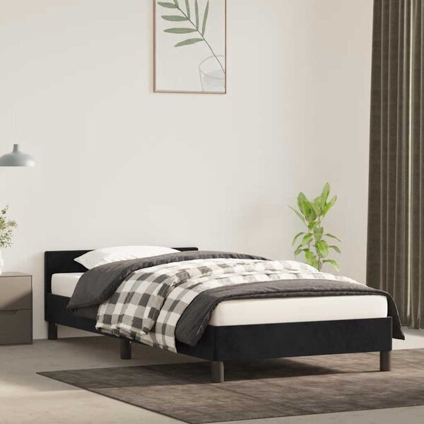 Okvir kreveta s uzglavljem bez madraca crni 80x200cm baršunasti - Crna / 80 x 200 cm