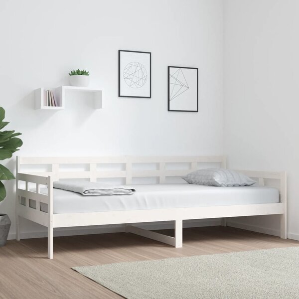 Dnevni ležaj bijeli od masivne borovine 90 x 200 cm - Bijela / 90 x 200 cm